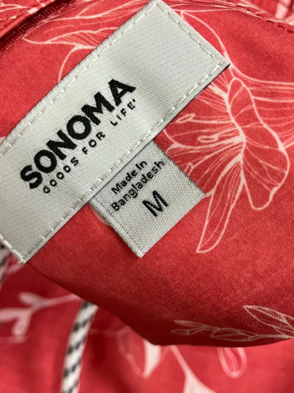 Sonoma Swimwear Trunks Men's Medium Red Floral Tropical Drawstring Mesh Lined